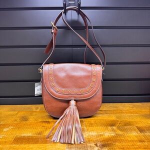 Fossil Brown Leather Crossbody Bag with Tassel New With Tags